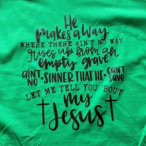 Long sleeve T-shirt. New without tags. Vinyl print.Gildan 100% cotton. Large.